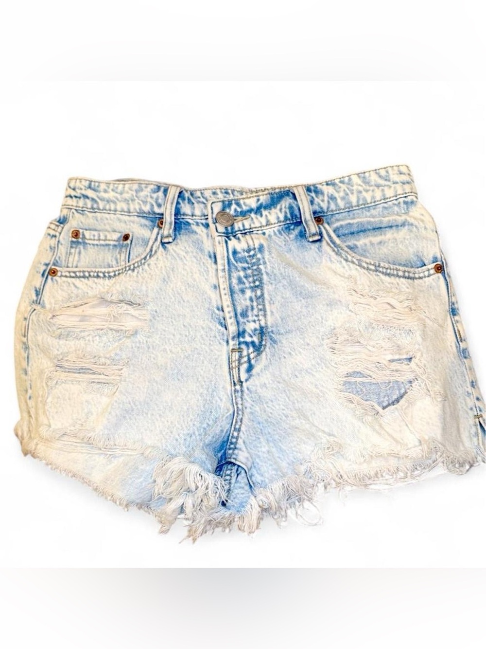 Aeropostale Light Blue Distressed Denim Mom Shorts Jeans